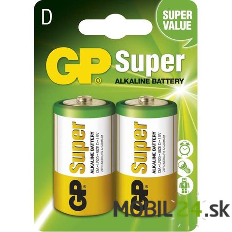 Batéria GP Super alkalická D, 2 ks