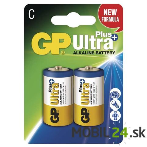 Batéria GP Ultra Plus alkalická C, 2 ks