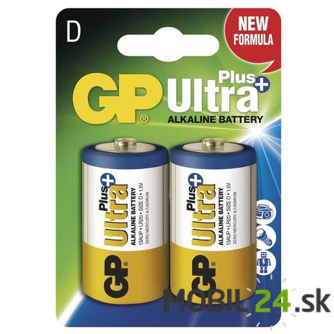Batéria GP Ultra Plus alkalická D, 2 ks