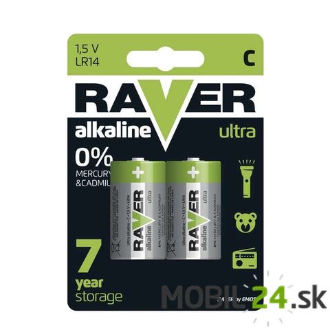 Batéria RAVER alkalická LR14 (C), 2 ks