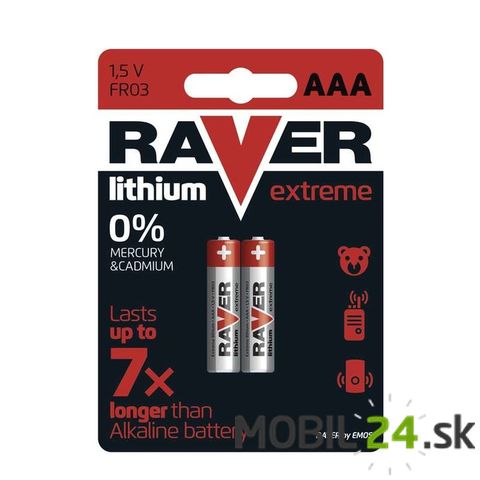 Batéria RAVER líthiová FR03 (AAA), 2 ks