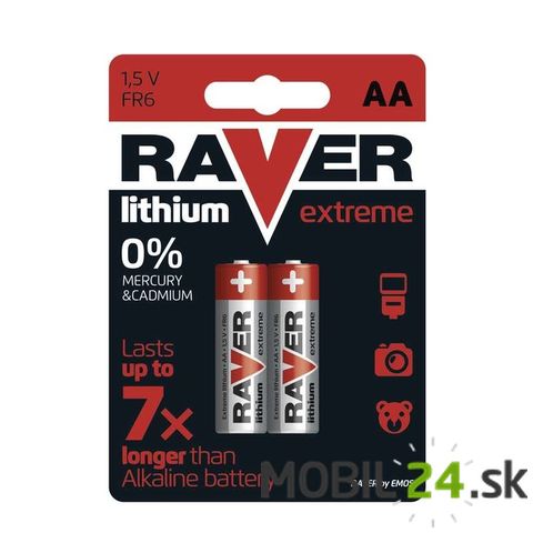 Batéria RAVER líthiová FR6 (AA), 2 ks
