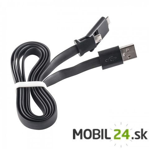 Dátový kábel 2v1 iPhone 5/6 a micro USB čierny