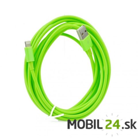 Dátový kábel iPhone 5/6 3m zelený