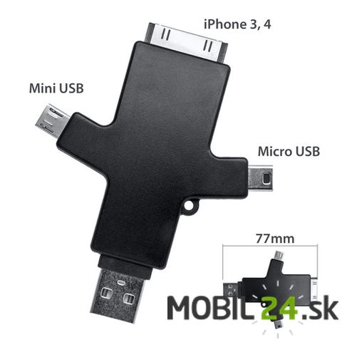 Dátový kábel USB 3v1 čierny