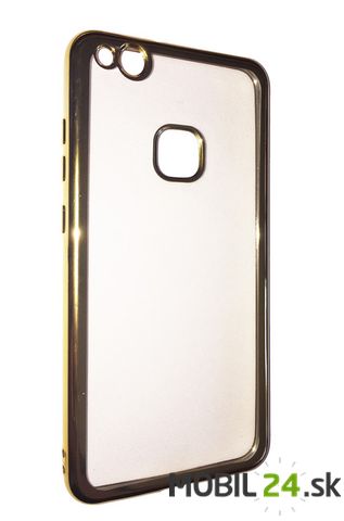 Gumené puzdro Huawei P10 lite priehľadné so zlatým rámom