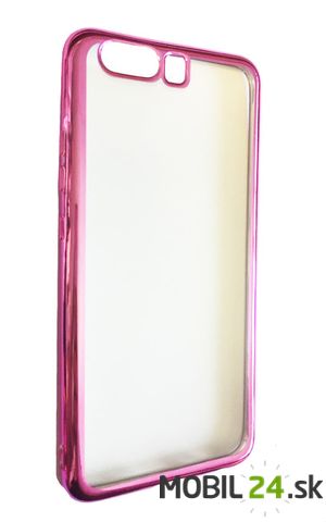 Gumené puzdro Huawei P10 priehľadné s ružovým rámom