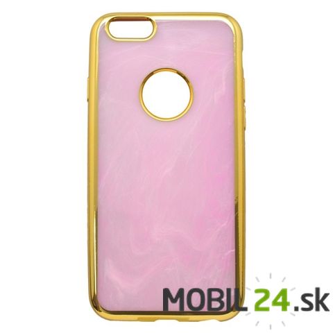 Gumené puzdro iPhone 5/5S/SE ružový mramor so zlatým rámom
