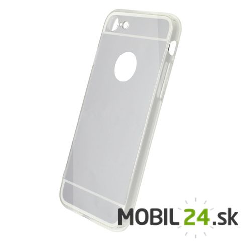 Gumené puzdro iPhone 7 / iPhone 8 / iPhone SE 2020 zrkadlové, strieborné