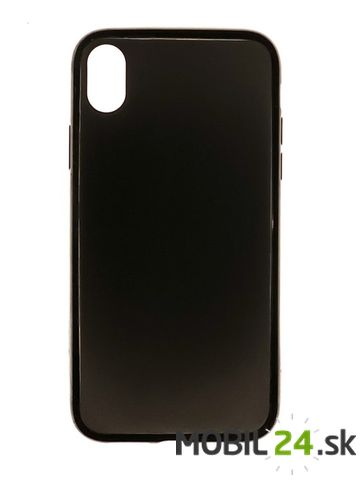 Gumené puzdro iPhone XR čierne matné s lesklým rámom