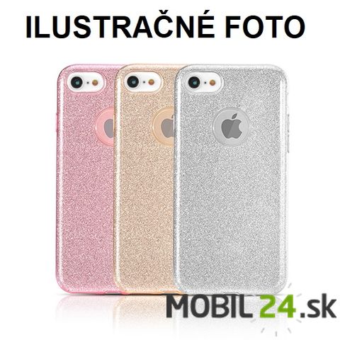 Gumené puzdro iPhone xs max glitter strieborné