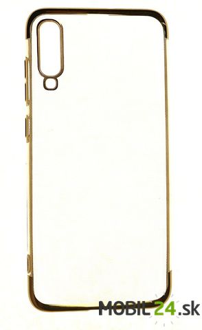 Gumené puzdro Samsung A70 transparentné so zlatým okrajom
