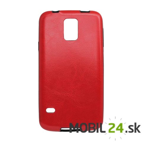 Gumené púzdro Samsung Galaxy S5 (i9600) imitácia kože červená