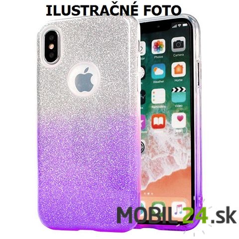 Gumené puzdro Samsung J4 plus glitter strieborno fialové