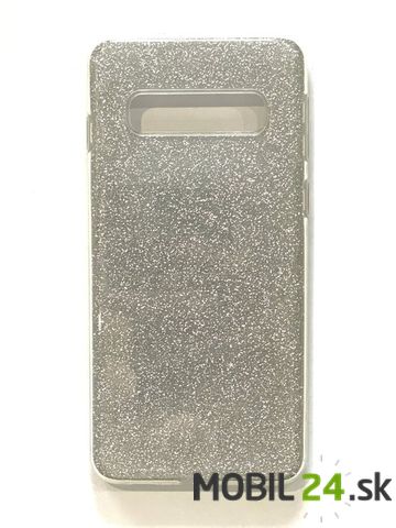 Gumené puzdro Samsung S10 glitter strieborné