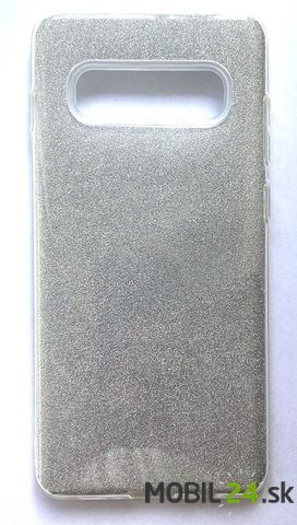 Gumené puzdro Samsung S10 plus strieborné glitter