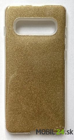 Gumené puzdro Samsung S10 plus zlaté glitter