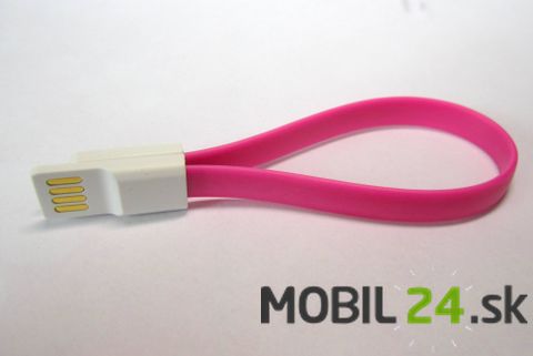 Dátový kábel iPhone 5/5S/5C ružový MAGNET