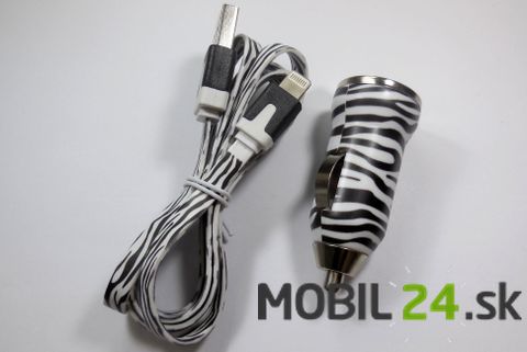 Autonabíjačka iPhone 5/5S zebra
