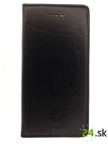 Knižkové puzdro iPhone 7 / iPhone 8 / iPhone SE čierne pierko
