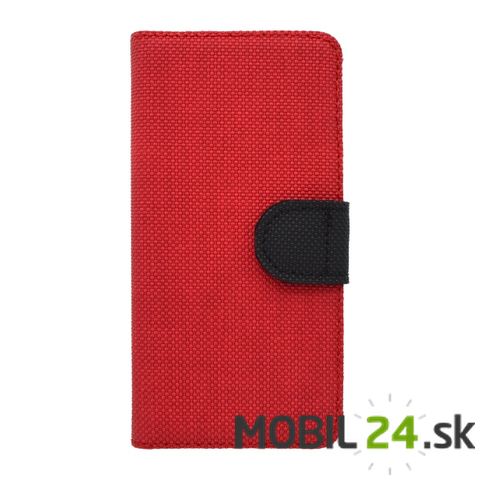 Knižkové puzdro iPhone SE textilný povrch červené