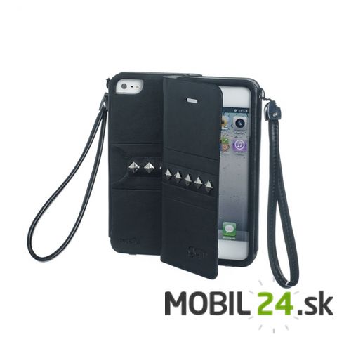 Knižkové púzdro na mobil iPhone 5/5s/SE glamme čierne