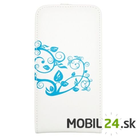 Knižkové puzdro na mobil Samsung S4 (i9500) bielo, modré kvety