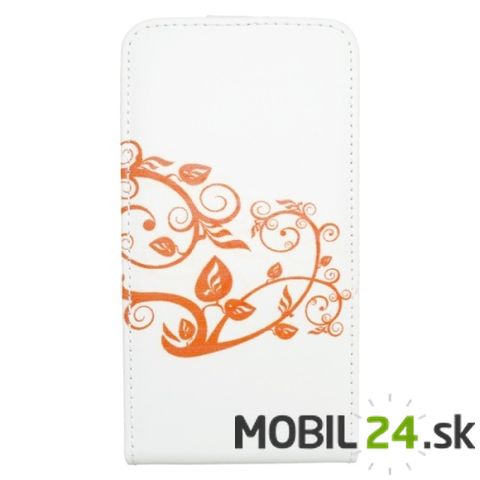 Knižkové puzdro na mobil Samsung S4 (i9500) bielo, oranžové kvety