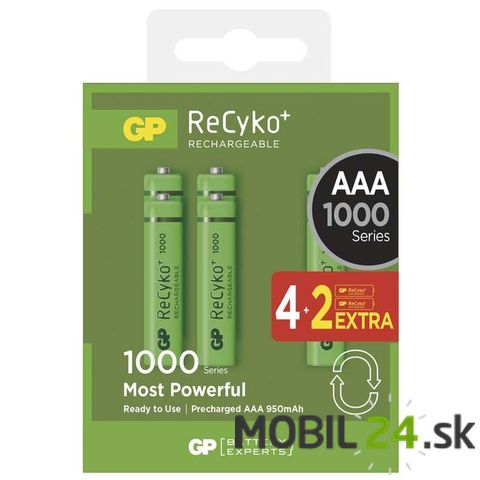 Nabíjacia batéria GP ReCyko+ 1000 AAA, 4+2 ks