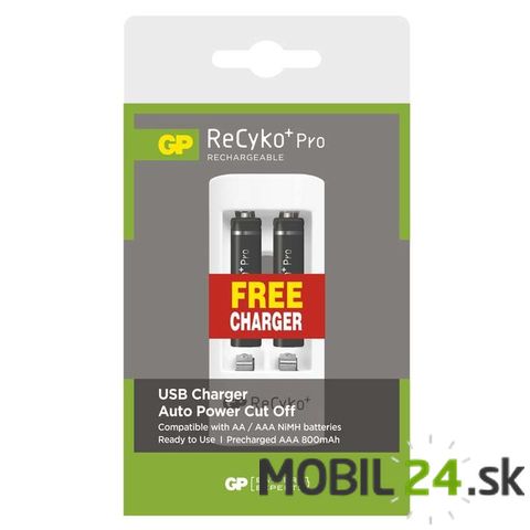 Nabíjacia batéria GP ReCyko+ Pro AAA 2 ks + USB nabíjačka