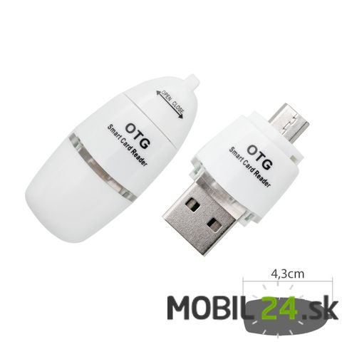 OTG čítačka s USB/Micro USB biela