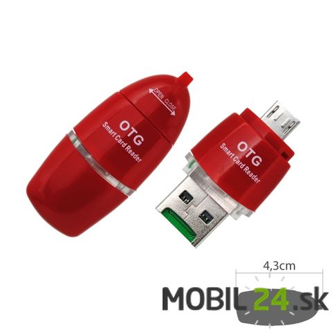 OTG čítačka s USB/Micro USB červená