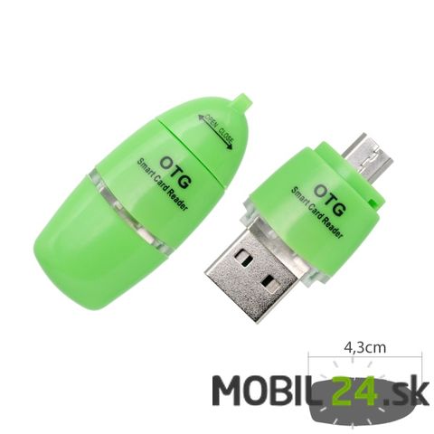 OTG čítačka s USB/Micro USB zelená