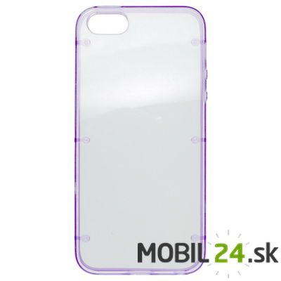 Gumené puzdro iPhone 5/5s/SE priehľadné, fialový okraj