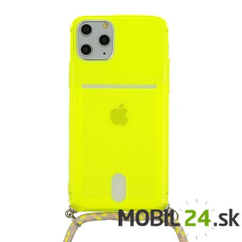 Puzdro iPhone 11 so šnúrkou žlté neonové