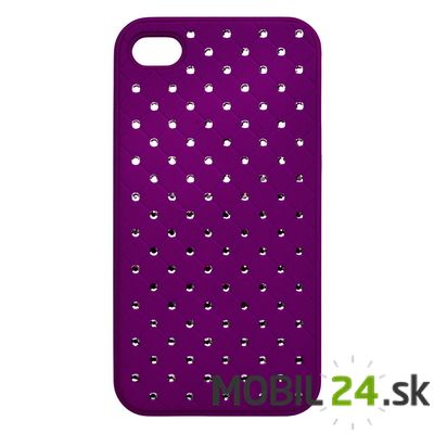 Púzdro iPhone 4G/4S plastové zadné fialové s kamienkami