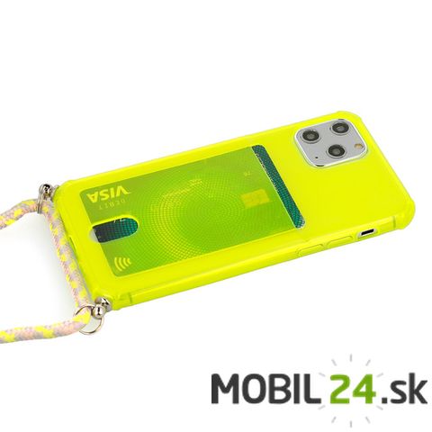 Puzdro iPhone 7 / iphone 8 / iPhone SE 2020 so šnúrkou žlté neonové