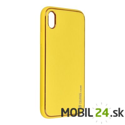 Puzdro iPhone XR žlté kožené