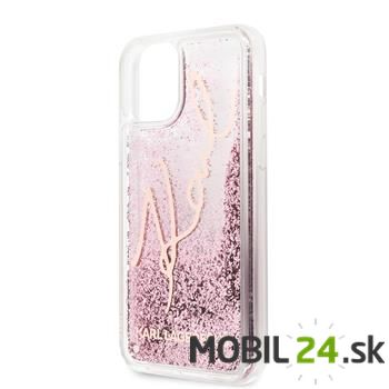 Puzdro Karl Lagerfeld iPhone 11 pro max Signature Liquid Glitter ružové