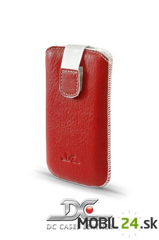 Puzdro na iPhone 4/4s kožené DC Protect Montone červené s bielym šitím