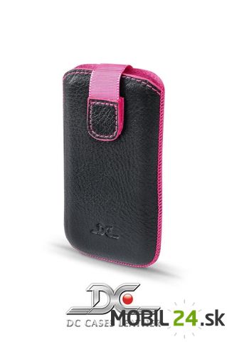 Puzdro na iPhone 4/4s kožené DC Protect Montone čierne s ružovým šitím