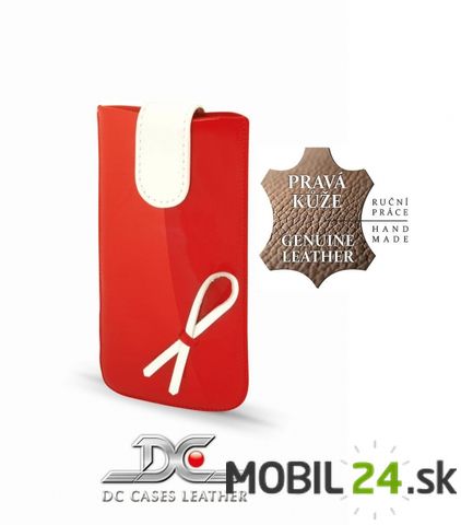 Puzdro na iPhone 5/5s/SE kožené DC Protect Montone červené leské s mašličkou