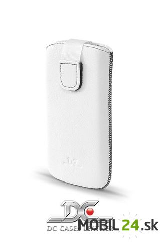 Puzdro na Samsung Galaxy S i9000 kožené DC Protect Montone biele s čiernym šitím