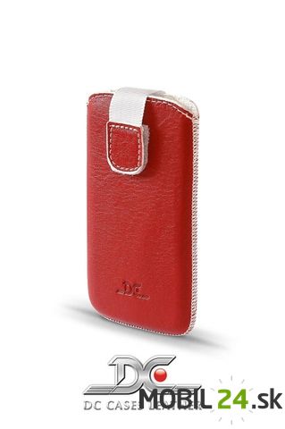 Púzdro kožené DC Protect Montone veľkosť Samsung S8300 červené s bielym šitím