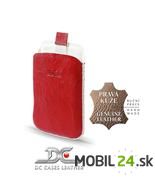 Púzdro kožené DC Protect Washed veľkosť Blackberry 9700 červené s bielym šitím