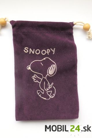 Puzdro na mobil fialové Snoopy