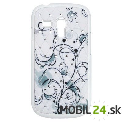 Púzdro na mobil Samsung Galaxy S III mini plastové zadné biele s kvetmi