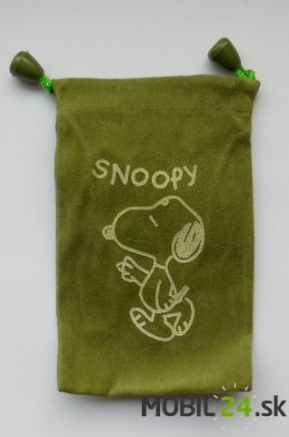 Puzdro na mobil tmavozelené Snoopy