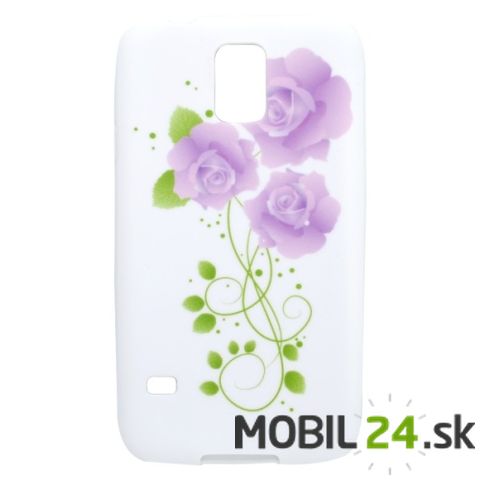 Puzdro na Samsung Galaxy S5 (i9600) biele gumené s kvetmi