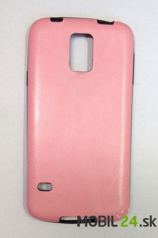 Puzdro na Samsung Galaxy S5 i9600 ružové gumené koženka